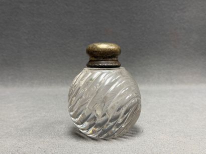 Encrier de marine en verre épais à côtes...