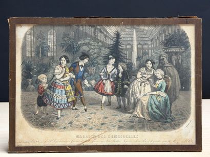 Magasin des demoiselles. 
Gravure couleur...