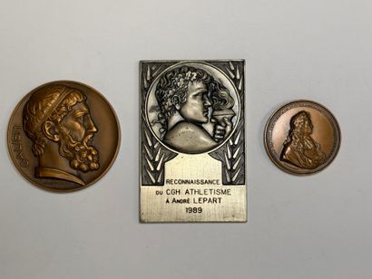 Trois médailles en bronze 
D. :6 cm, 8,5...