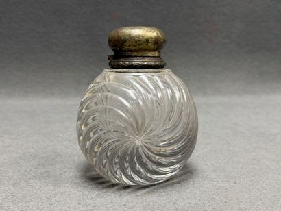 Encrier de marine en verre épais à côtes...