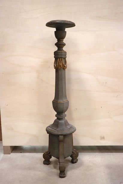 Sellette colonne en bois sculpté et laqué,...