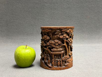 Pot à pinceau bitong en bambou sculpté de...
