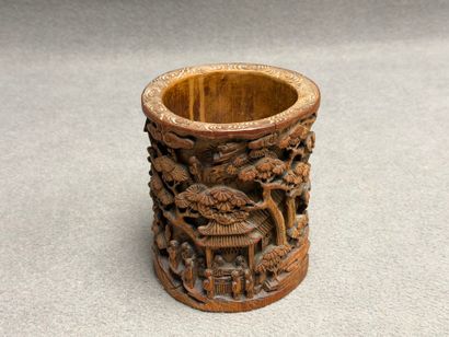 Pot à pinceau bitong en bambou sculpté de...