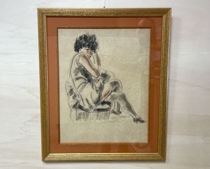 André DIGNIMONT (1891-1965). 
Femme alanguie
Dessin...