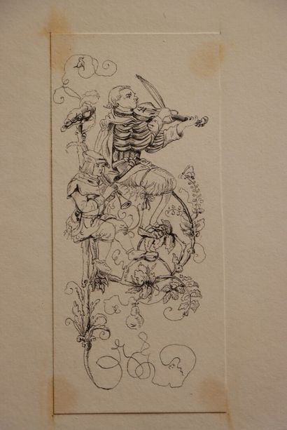 Les musiciens. 
Deux dessins à l'encre. 
18...