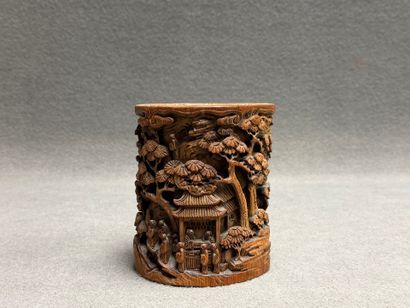 Pot à pinceau bitong en bambou sculpté de...