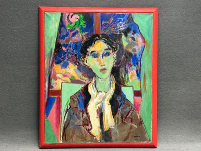 Portrait de femme. 
huile sur toile, signée...