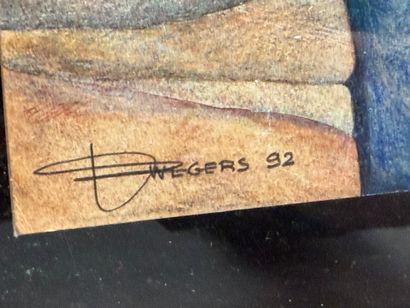D. WEGERS 
Dessin abstrait encadrée. 
signée...