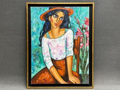 Yuri DENISSOV (1962)
Portrait de femme. 
huile...