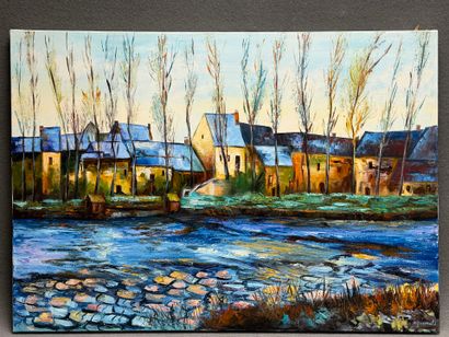 Roland BONNALD (1946) 
Vue de village. 
huile...