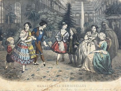 Magasin des demoiselles. 
Gravure couleur...