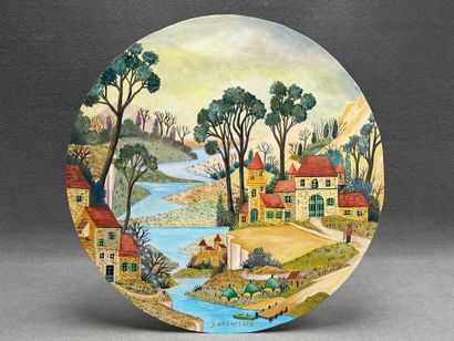 Yves DELAPLACE (1951)
Manoir au bord du lac.
Huile...