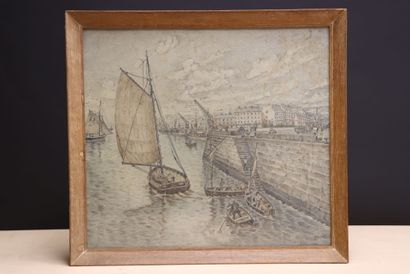 DRIEUX
Arrivée qu port
Dessin au cayon signée...