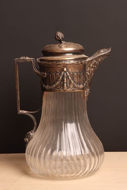 Pichet rafraichissoir en verre monture en...
