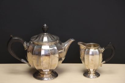 CHRISTOFLE: Théière et pot à lait en métal...