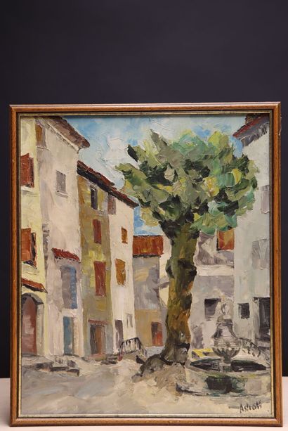Victor ASTROFF ( XX°)
Place de village. 
huile...
