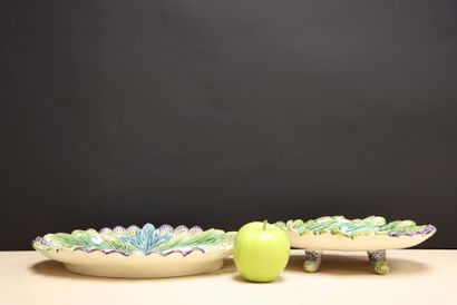 Plat à asperge avec égouttoir en barbotine
L:...