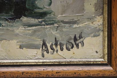Victor ASTROFF ( XX°)
Place de village. 
huile...
