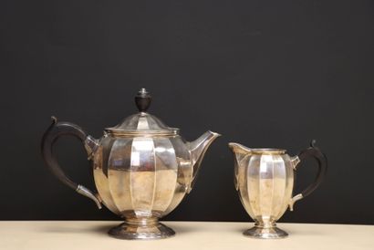 CHRISTOFLE: Théière et pot à lait en métal...