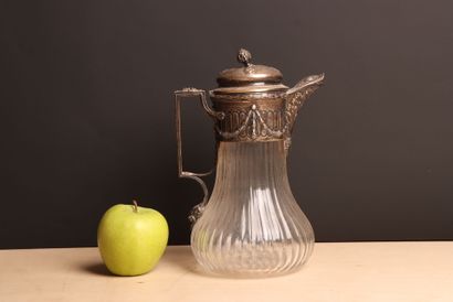Pichet rafraichissoir en verre monture en...