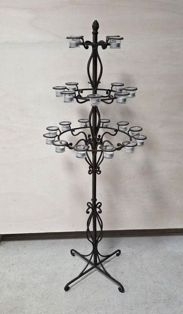 Porte photophore en métal patiné et verre
H:...