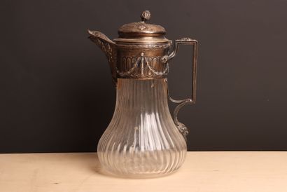 Pichet rafraichissoir en verre monture en...