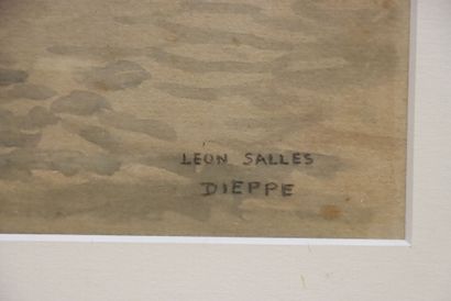 Léon SALLES (1868-1950) 
Vue de Dieppe. 
Aquarelle,...