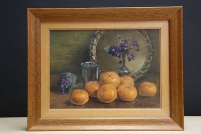 Ecole Française XX°
Nature morte aux clementines
Pastel...
