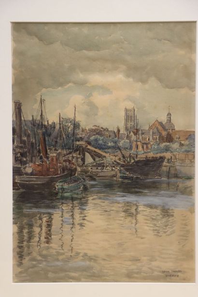 Léon SALLES (1868-1950) 
Vue de Dieppe. 
Aquarelle,...