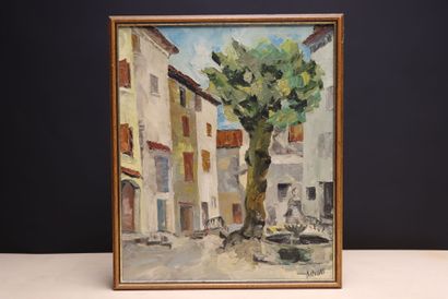 Victor ASTROFF ( XX°)
Place de village. 
huile...