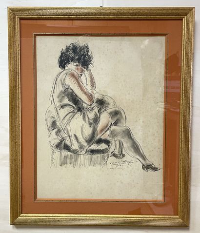 André DIGNIMONT (1891-1965). 
Femme alanguie
Dessin...