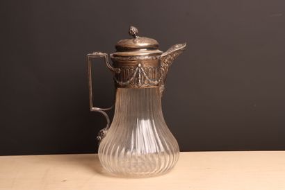 Pichet rafraichissoir en verre monture en...