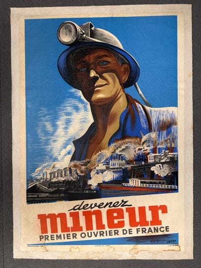 Devenez mineur. 
Affiche publicitaire. 
80...