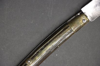 Grand couteau pliant type navaja, XIX°
Manche...