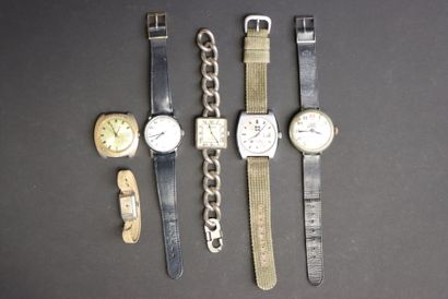 Six montres. 
Timex, Kelton, Geneva, Mayerling...