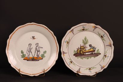 NEVERS fin XVIII°:
Assiette à décor d'amours...