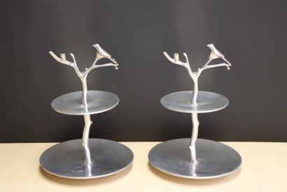 Paire de serviteurs muets à décor d'oiseaux....