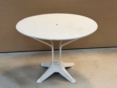 Table de jardin pietement en fonte, plateau...