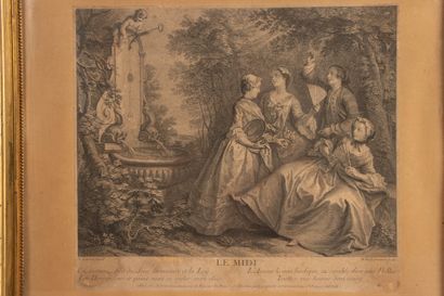LANCRET d'après
Le Midi. 
Gravure 1900 encadrée....