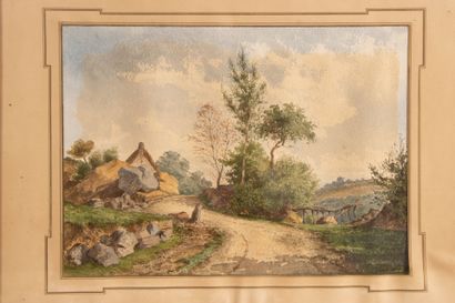 Ecole Française XIX° Paysage de campagne....