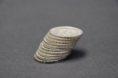Ensemble de 10 pièces de 5 francs argent...