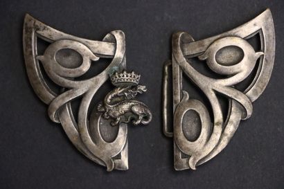 Boucle de ceinture vers 1900 à décor de salamandre...