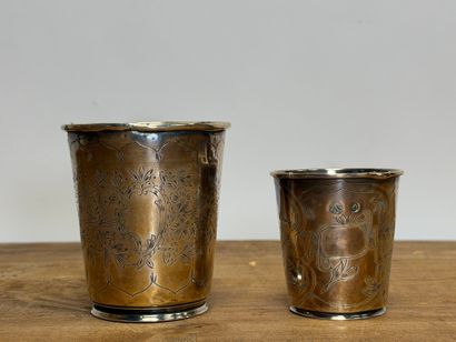 Deux timbales en argent
Poinçon allemand,...