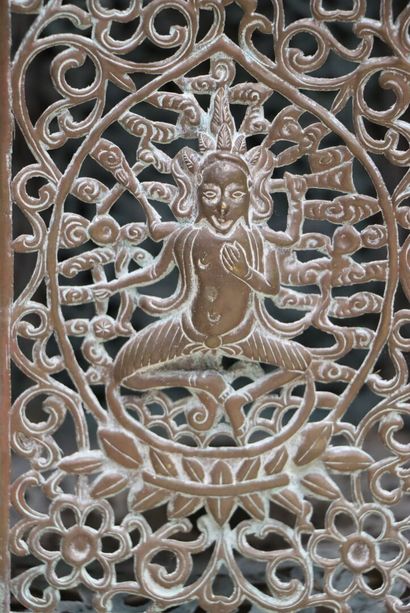 Tibet, XIXe
Lanterne hexagonale, en cuivre...