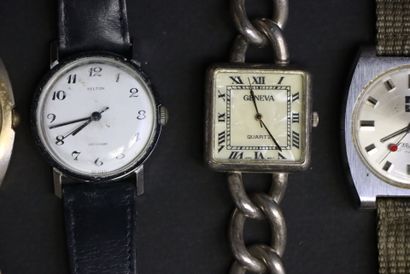 Six montres. 
Timex, Kelton, Geneva, Mayerling...