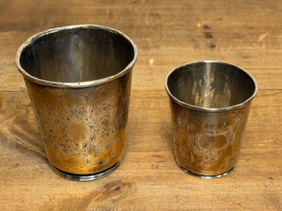 Deux timbales en argent
Poinçon allemand,...