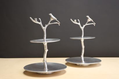 Paire de serviteurs muets à décor d'oiseaux....
