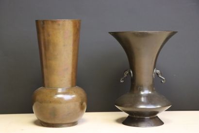 ASIE XX° Deux vases en bronze patiné
H.20...