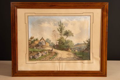 Ecole Française XIX° Paysage de campagne....