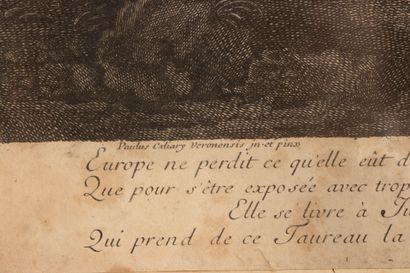 d'après Paolo VERONESE. 
Gravure XVIII° encadrée....